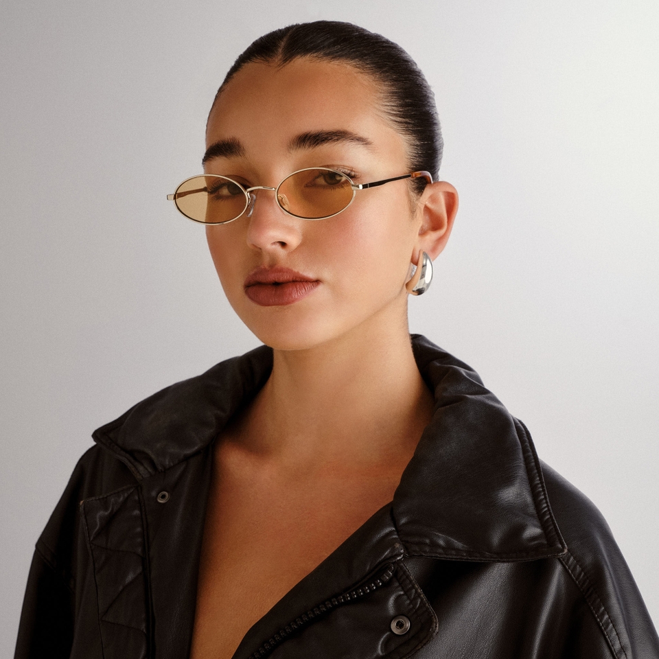 Le Specs Love Train Gold-Tone Oval-Frame Sunglasses