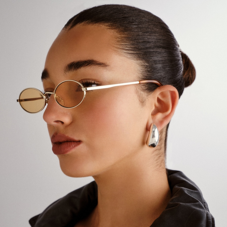 Le Specs Love Train Gold-Tone Oval-Frame Sunglasses