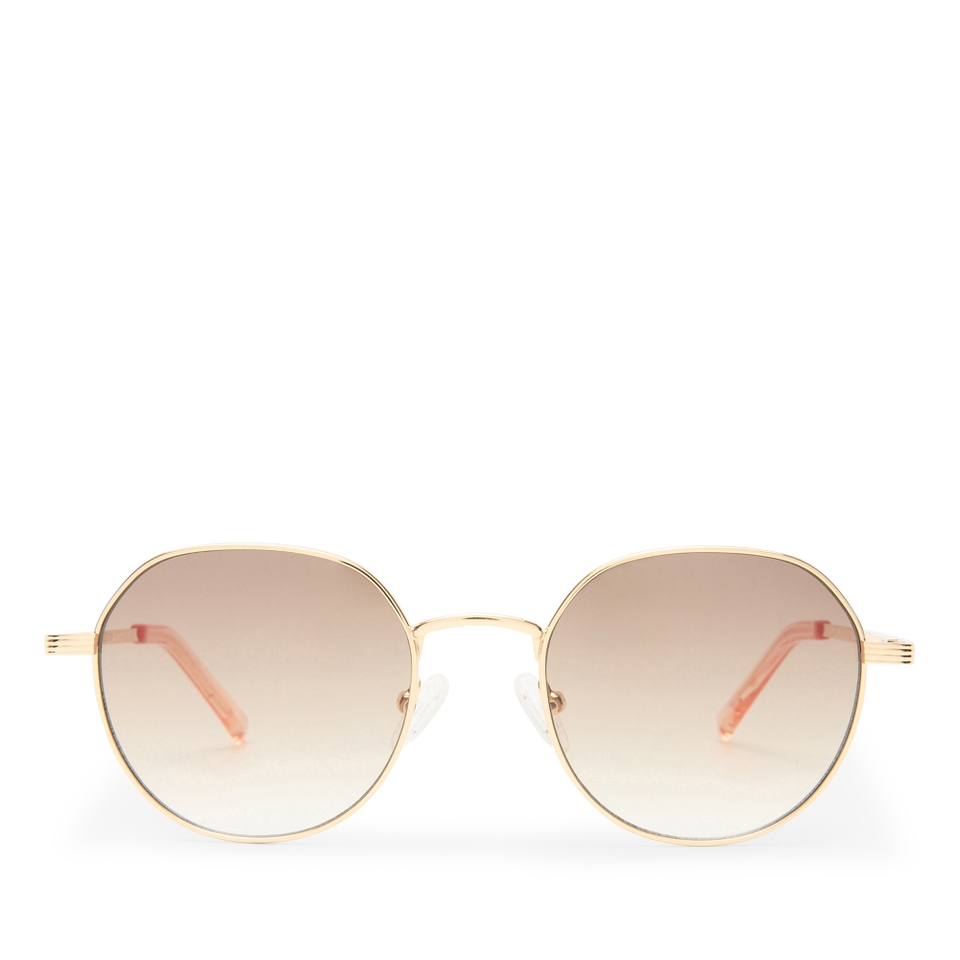 Le Specs Odyssey Gold-Tone Round-Frame Sunglasses