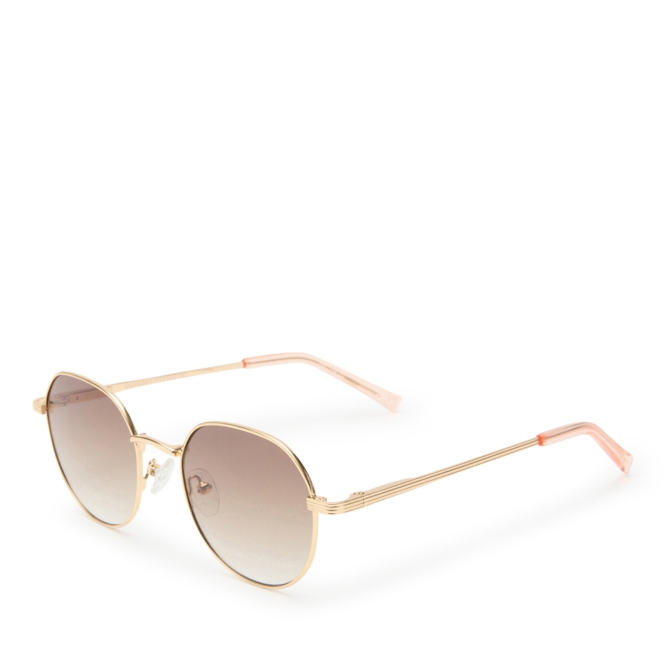 Le Specs Odyssey Gold-Tone Round-Frame Sunglasses
