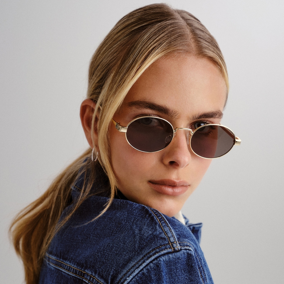 Le Specs Poseidon Deux Gold-Tone Oval-Frame Sunglasses