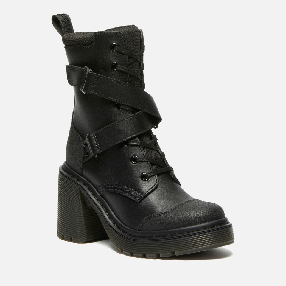 Dr.Martens CHESNEY８ホール UK5 24 Chesney Leather Flared Heel Lace Up Boots in Black | Dr. Martens