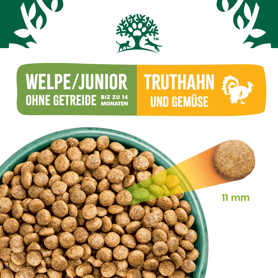 Welpe/Junior Hundetrockenfutter ohne Getreide Truthahn & Gemüse