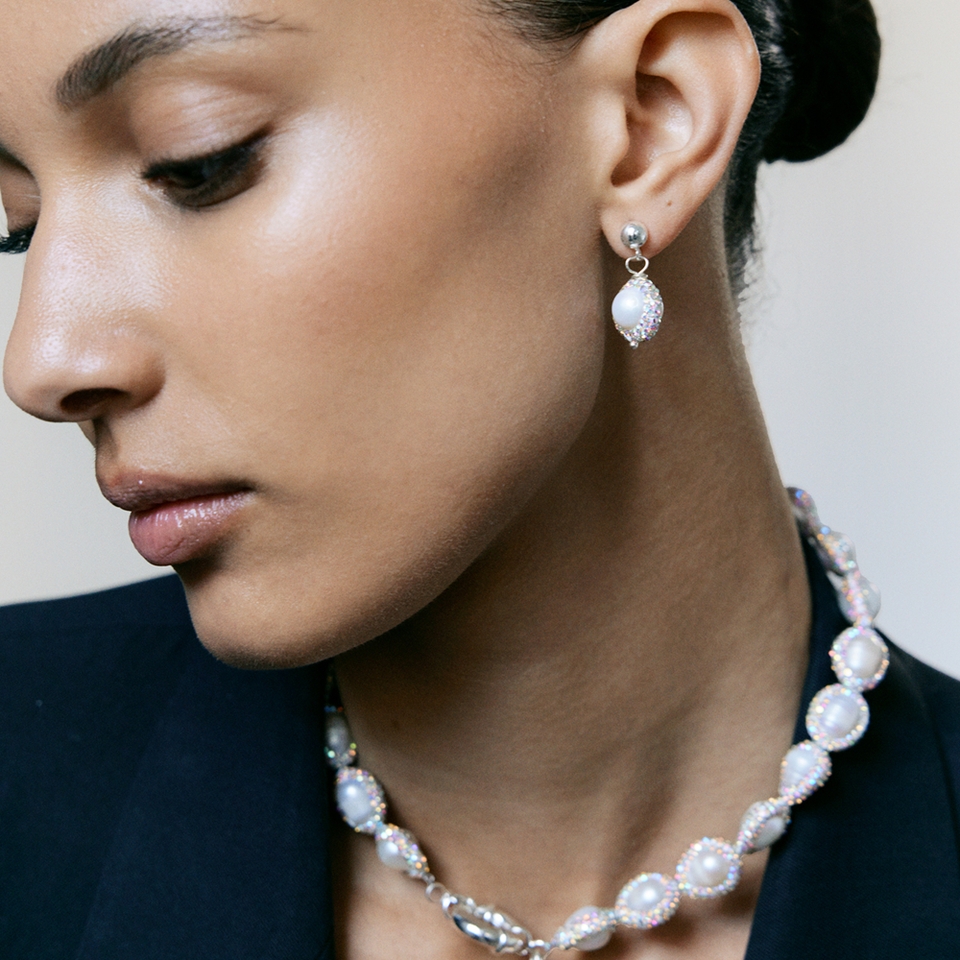 Pearl Octopuss.y Freshwater Pearl Silver-Plated Drop Earrings