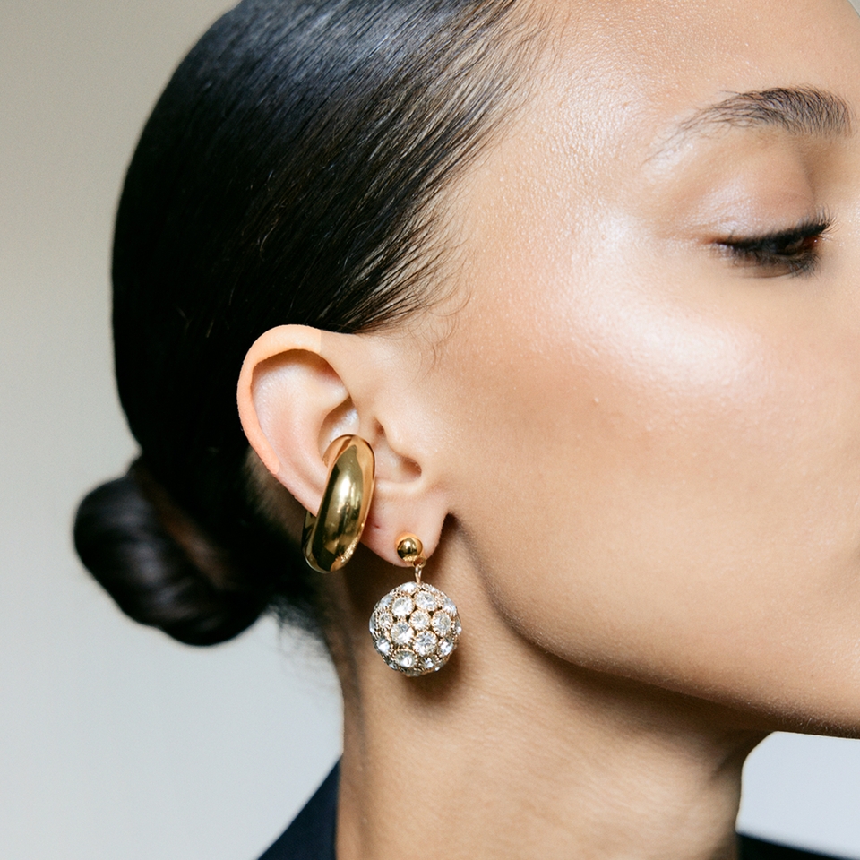 Pearl Octopuss.y Crystal Spheres Gold-Plated Earrings