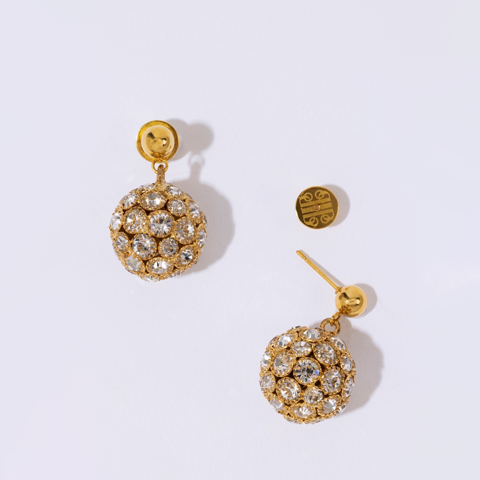 Pearl Octopuss.y Crystal Spheres Gold-Plated Earrings
