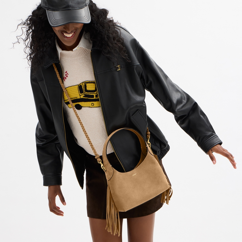 Coach Fringe Brooklyn 23 Suede Shoulder Bag