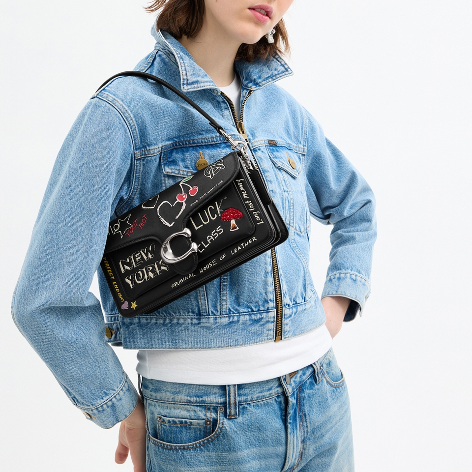 Coach Tabby 26 Sketch Print Leather Shoulder Bag