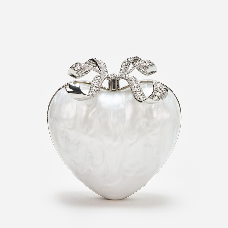 Self-Portrait Pearlescent Acrylic Heart Clutch