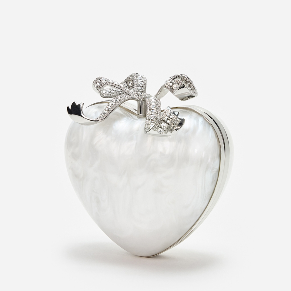Self-Portrait Pearlescent Acrylic Heart Clutch