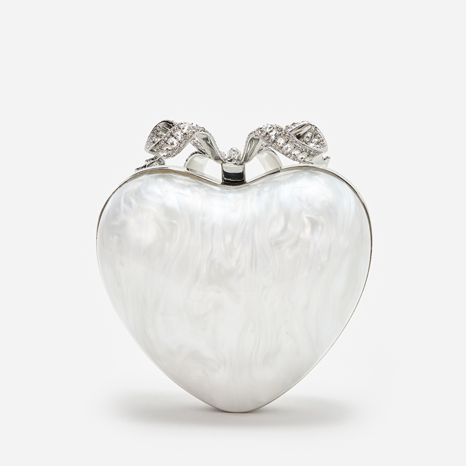 Self-Portrait Pearlescent Acrylic Heart Clutch