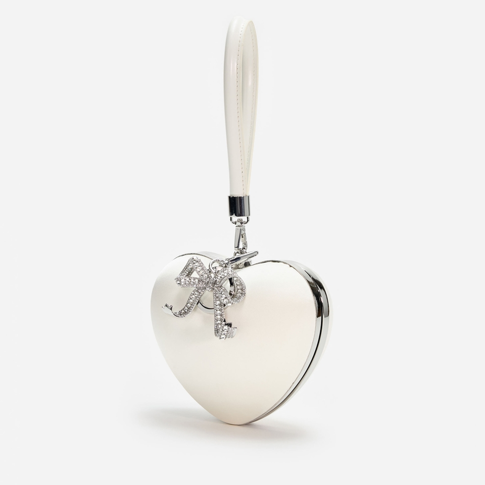 Self-Portrait Top Handle Satin Heart Clutch
