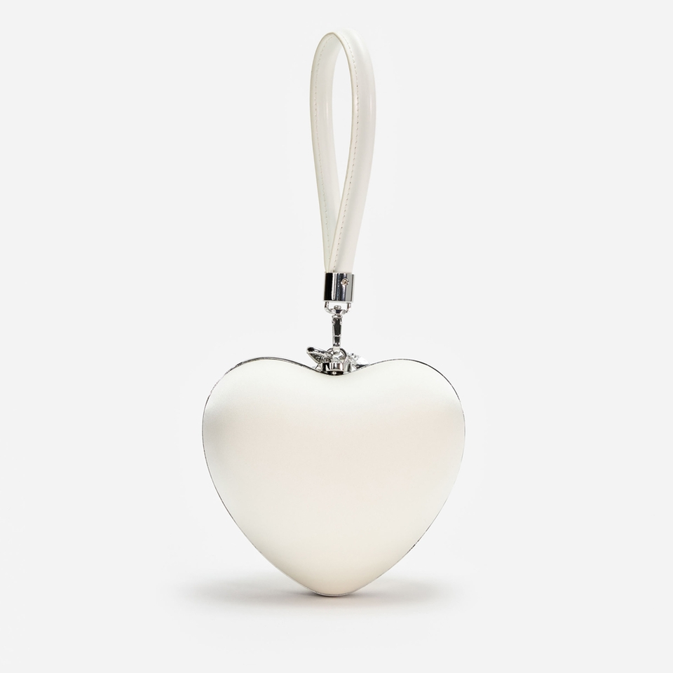 Self-Portrait Top Handle Satin Heart Clutch