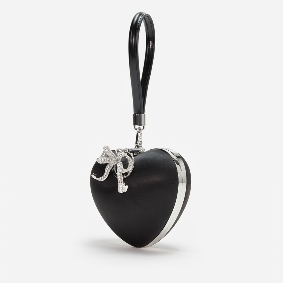 Self-Portrait Top Handle Satin Heart Clutch