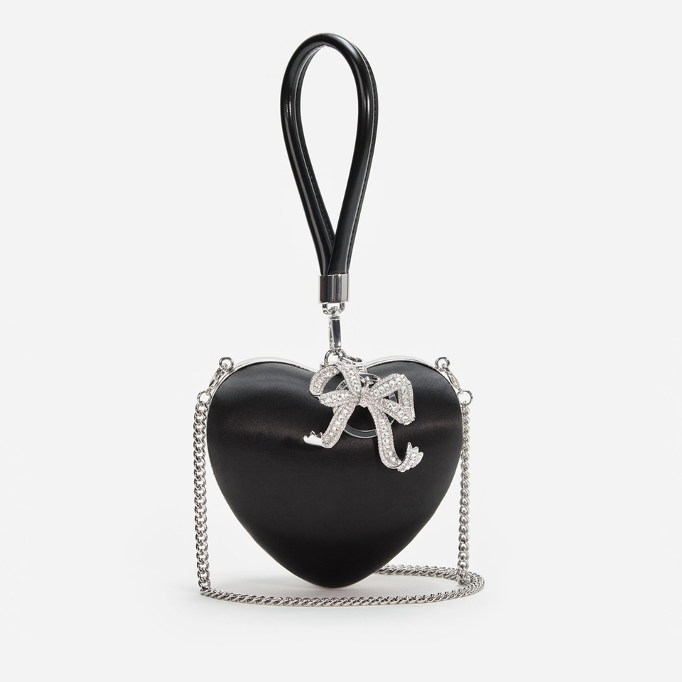 Self-Portrait Top Handle Satin Heart Clutch