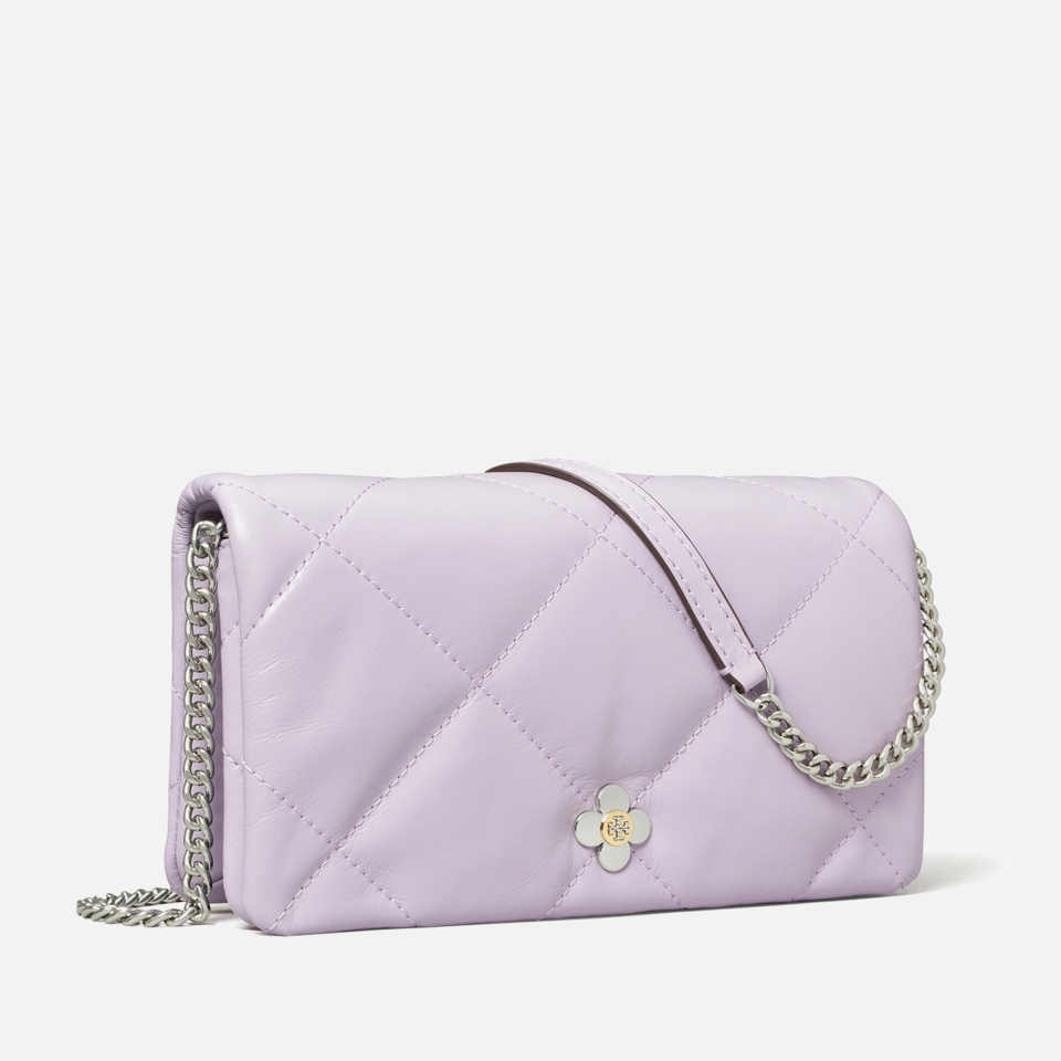 Tory Burch Kira Clover Diamond-Quilted Leather Chain Wallet