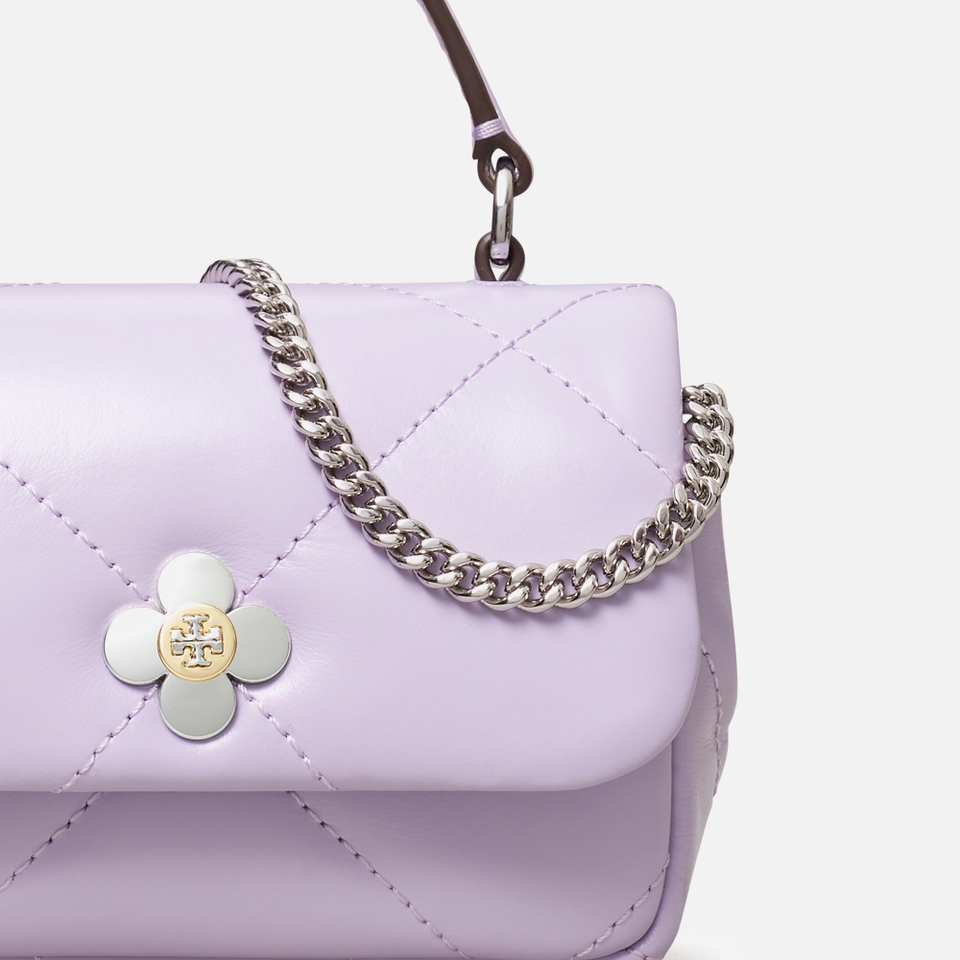 Tory Burch Kira Clover Diamond-Quilted Micro Chain Wallet