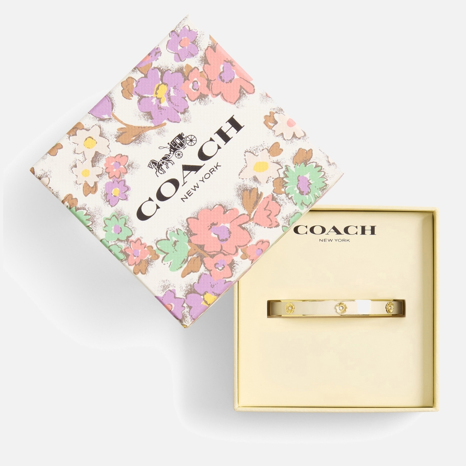 Coach Tearose Gold-Tone Hinged Bangle