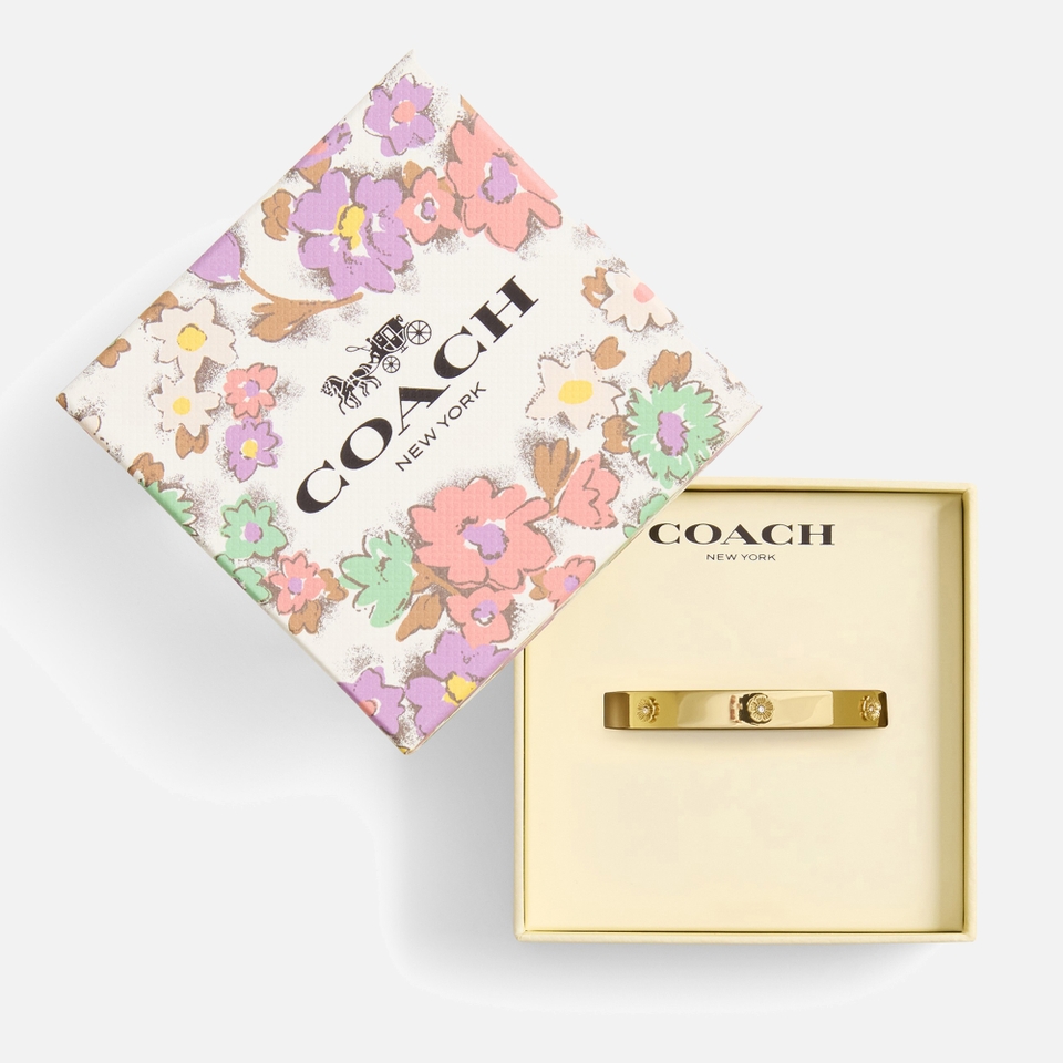 Coach Tearose Gold-Tone Hinged Bangle