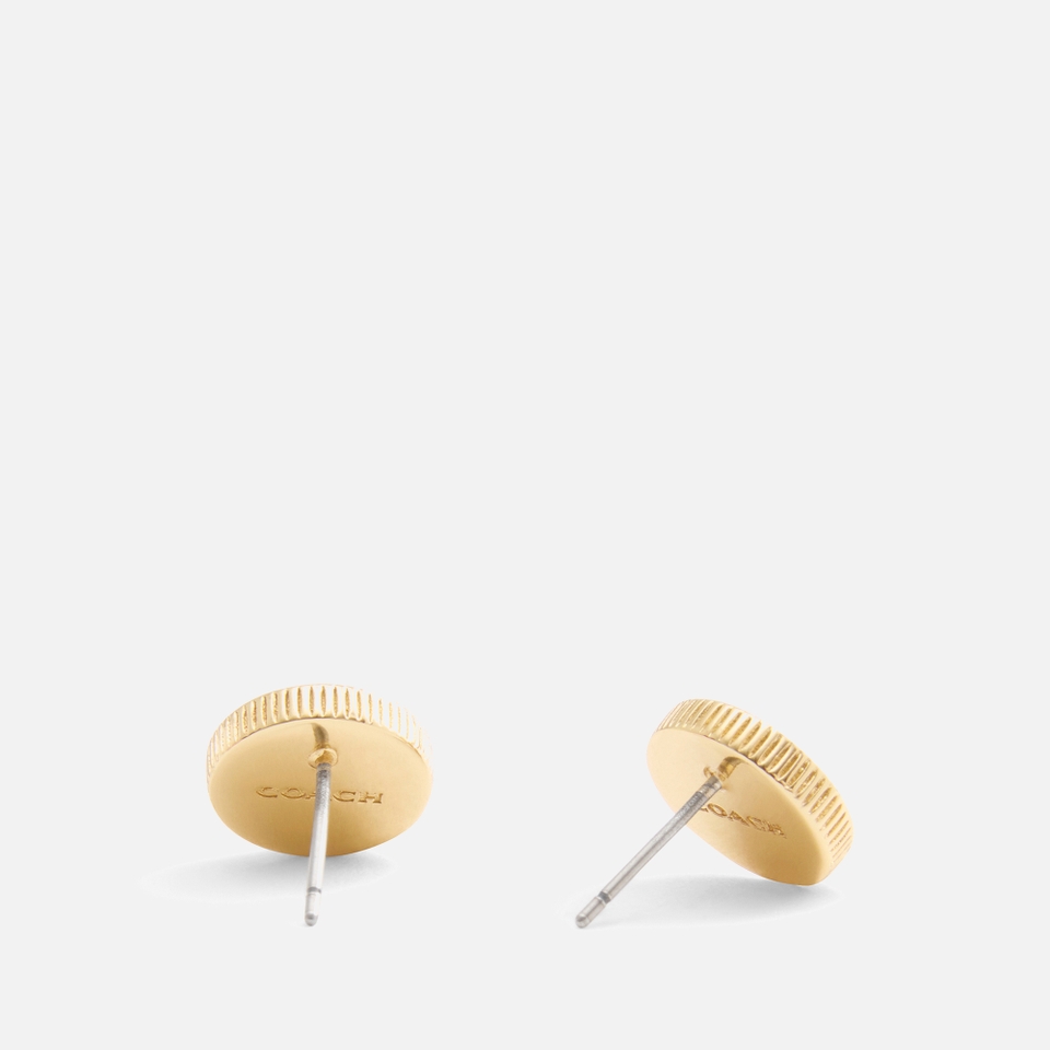 Coach Mop Coin Gold-Tone Stud Earrings