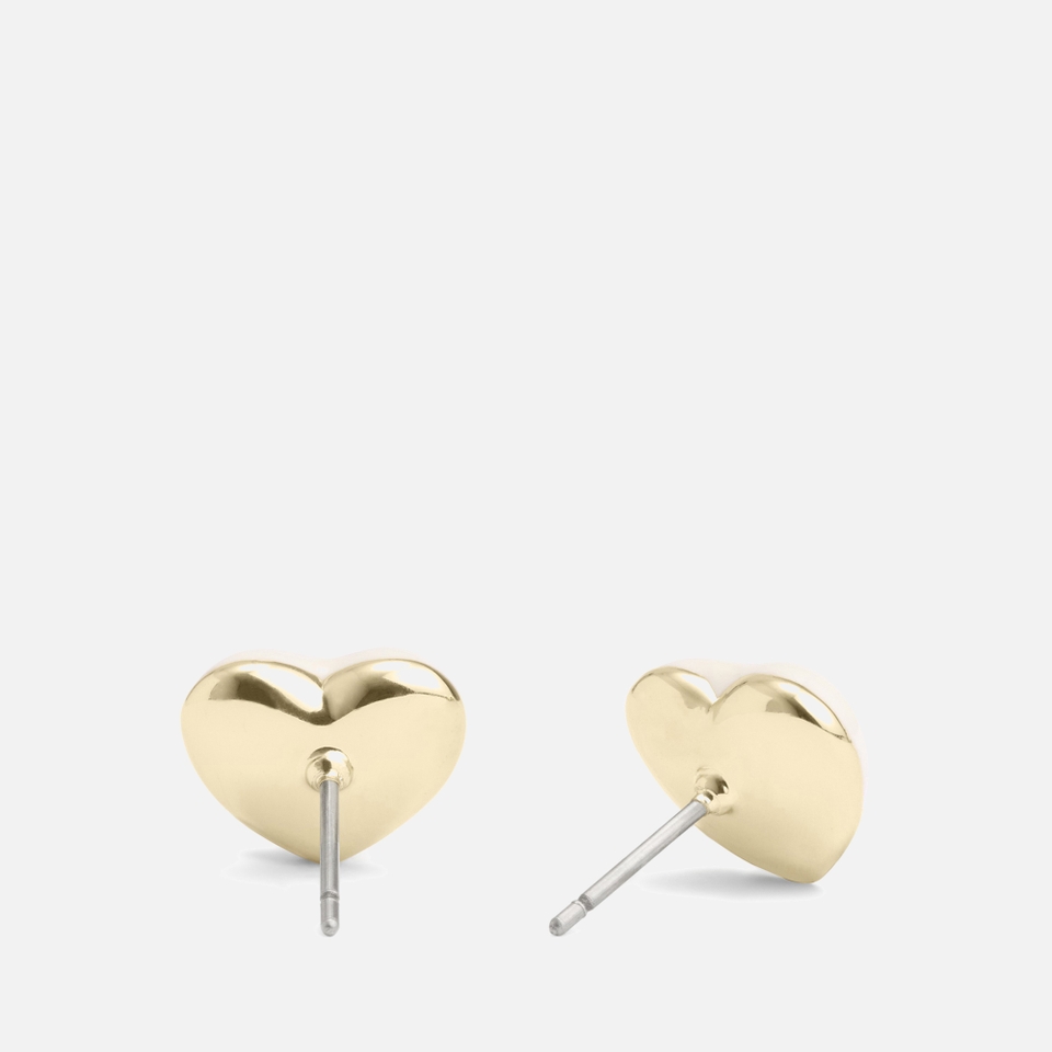 Coach Enamel Heart C Stud Boxed Gold-Tone Earrings