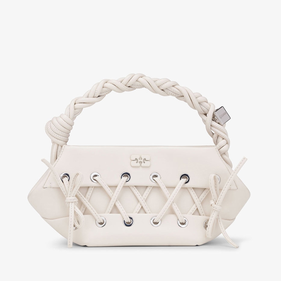 Ganni Mini Eyelets Lace-Up Leather-Blend Bou Bag