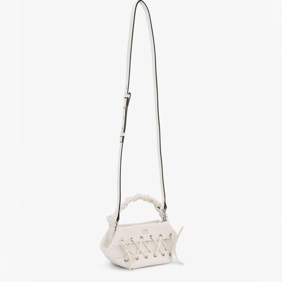 Ganni Mini Eyelets Lace-Up Leather-Blend Bou Bag