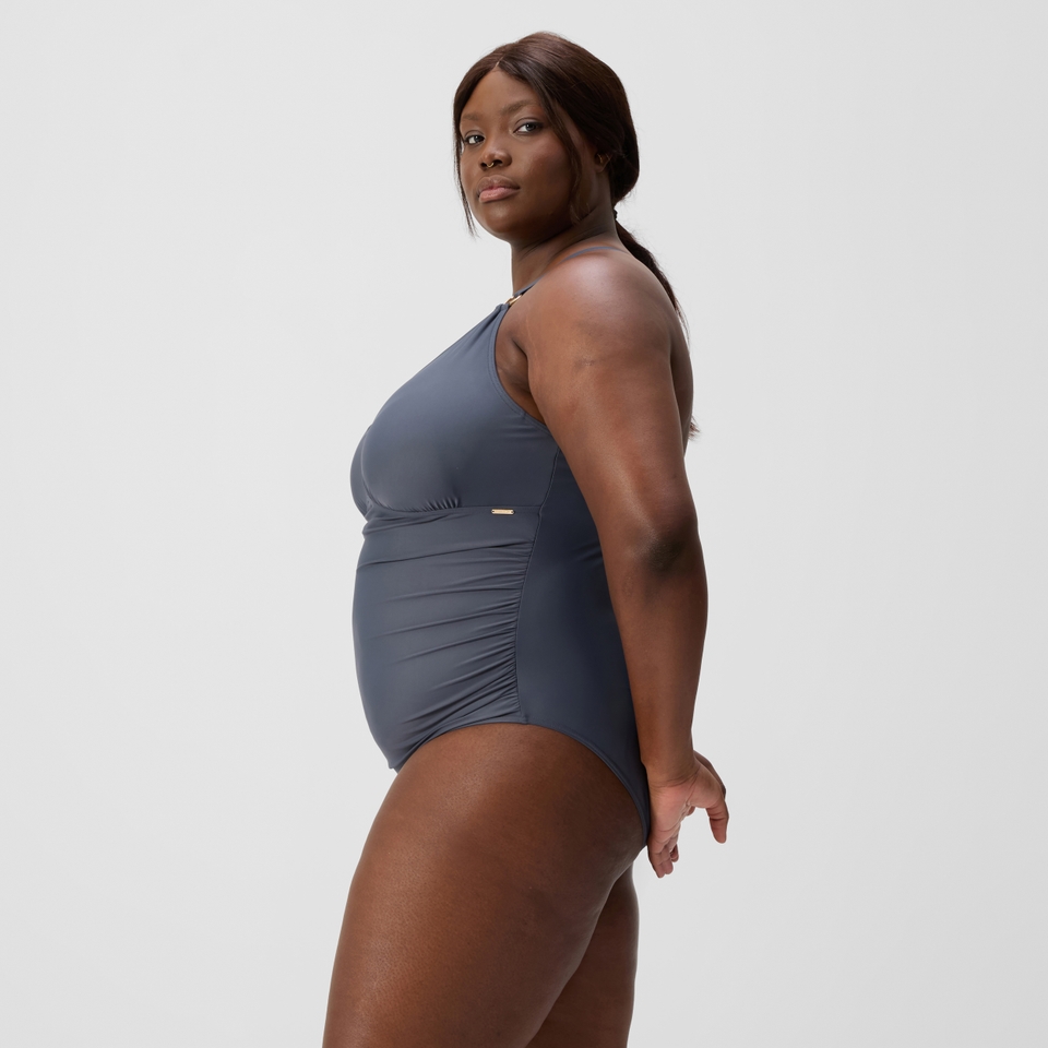 Women's Plus Size Shaping V Neck Swimsuit Gray