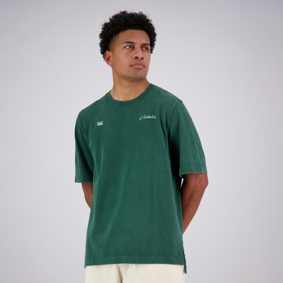 MENS CCC SCRIPT WASHED T-SHIRT GREEN