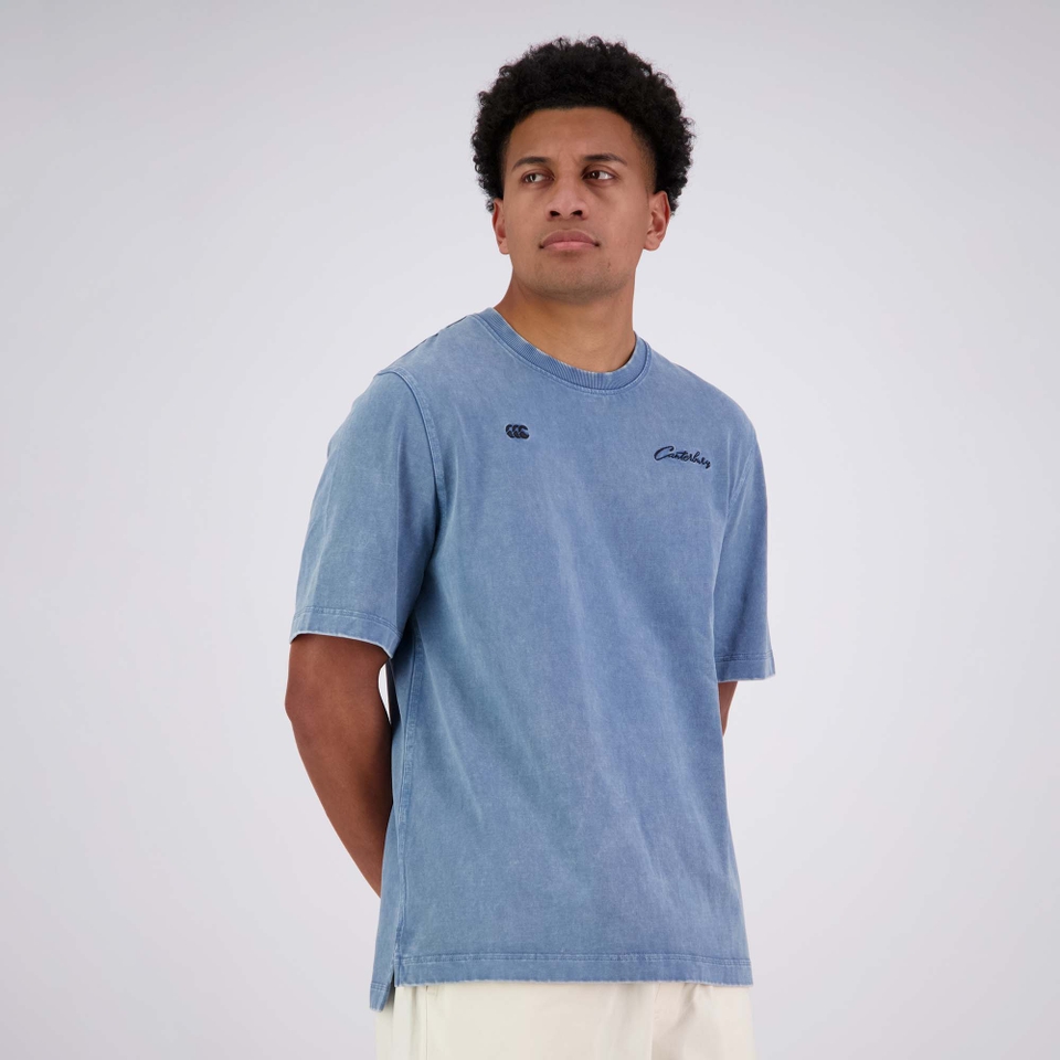 MENS CCC SCRIPT WASHED T-SHIRT BLUE