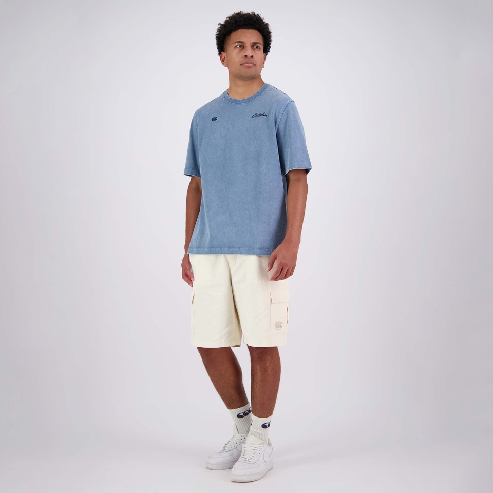 MENS CCC SCRIPT WASHED T-SHIRT BLUE
