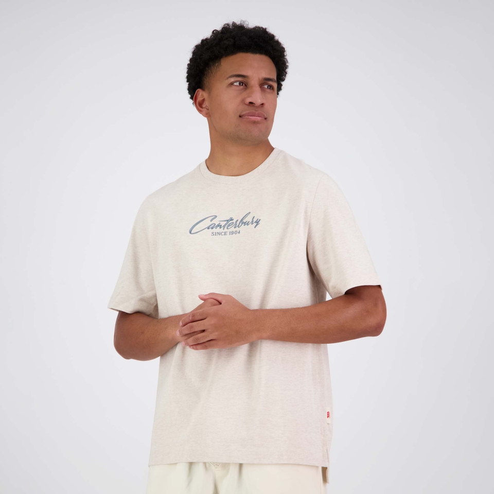 MENS HERITAGE SCRIPT T-SHIRT BIRCH