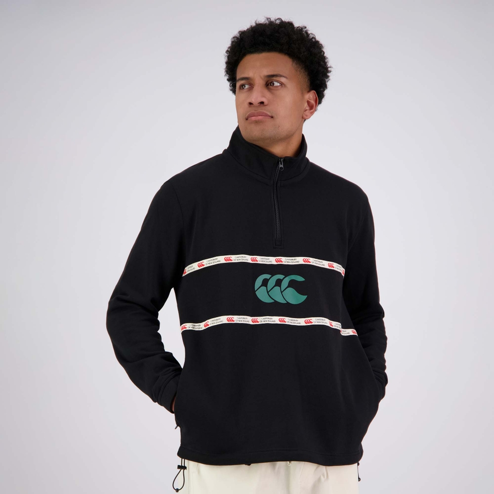 MENS HERITAGE QUARTER-ZIP SWEATER BLACK
