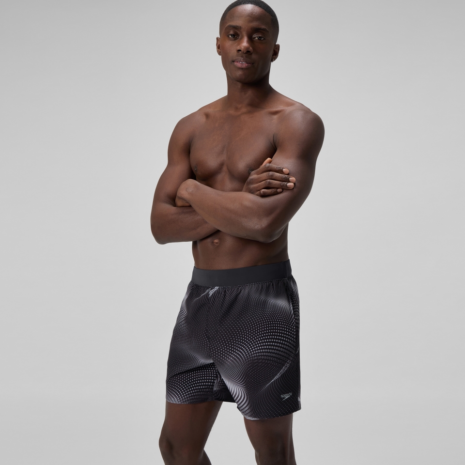 Herren Lookout Badeshorts 40 cm mit Print Grau