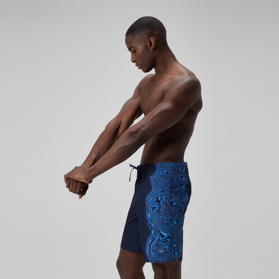 Herren Lookout Boardshorts 45 cm mit Print Marineblau/Blau