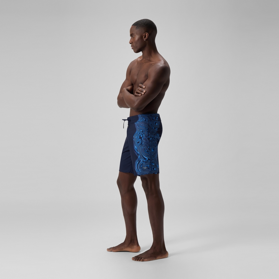 Herren Lookout Boardshorts 45 cm mit Print Marineblau/Blau