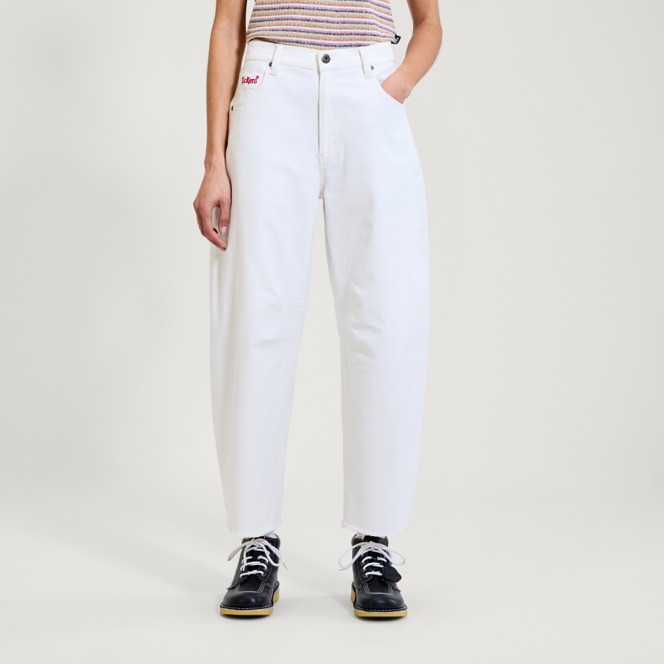 Adult Womens Kickers Classic Barrel Leg Jean White