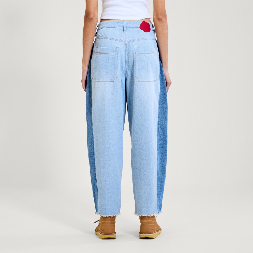 Adult Womens Kickers Classic Wide Leg Barrel Jean Blue