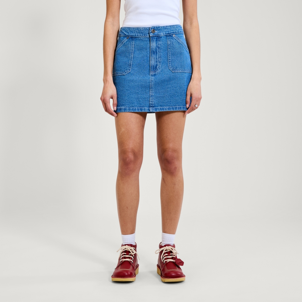 Adult Womens Kickers Classic Denim Micro Skirt Blue