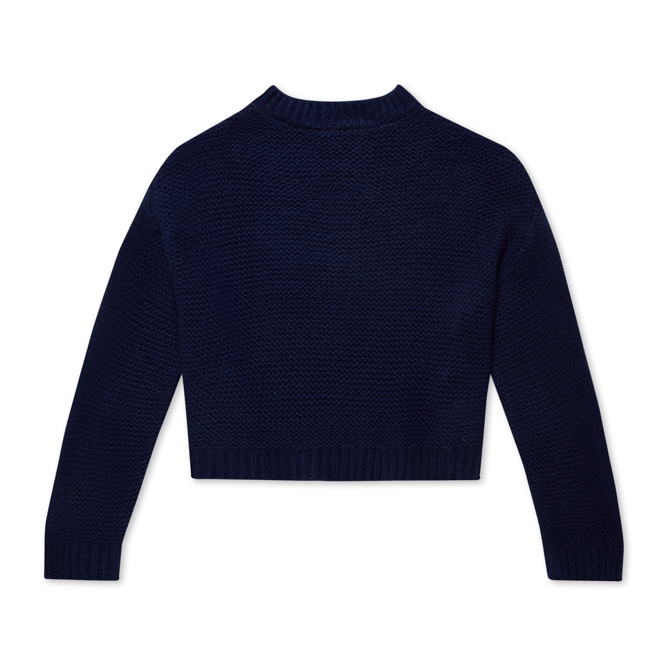 Adult Womens Kickers Boat Neck Wide Sleeve Knit Navy
