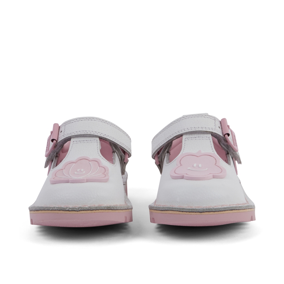 Infant Girl's T-Bar Wave Leather White