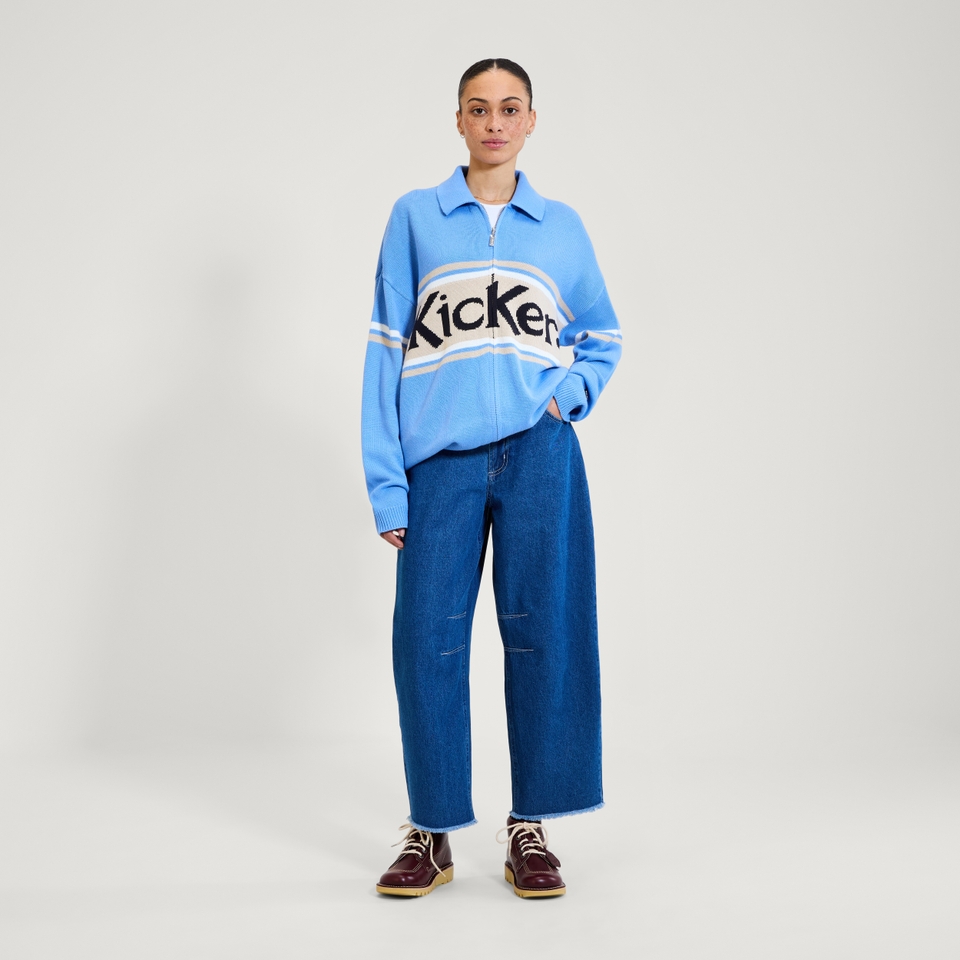 Adult Unisex Kickers Classic Zip Through Knit Blue