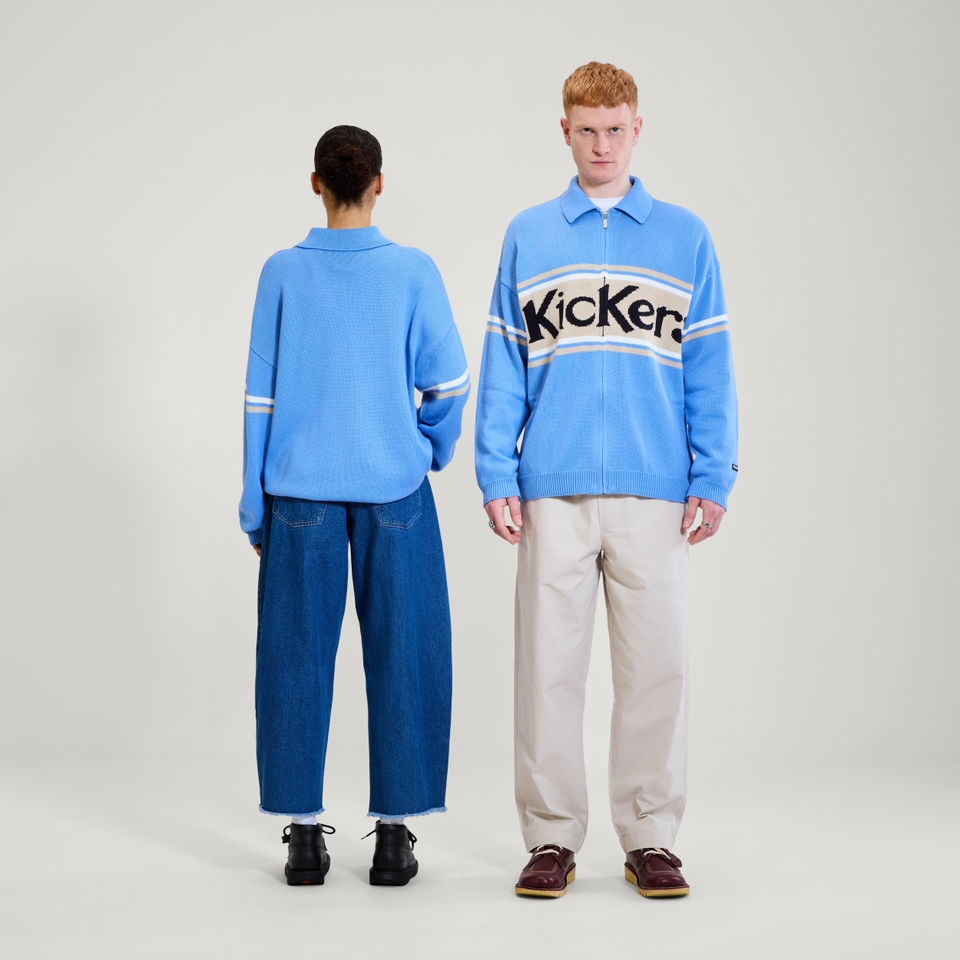 Adult Unisex Kickers Classic Zip Through Knit Blue