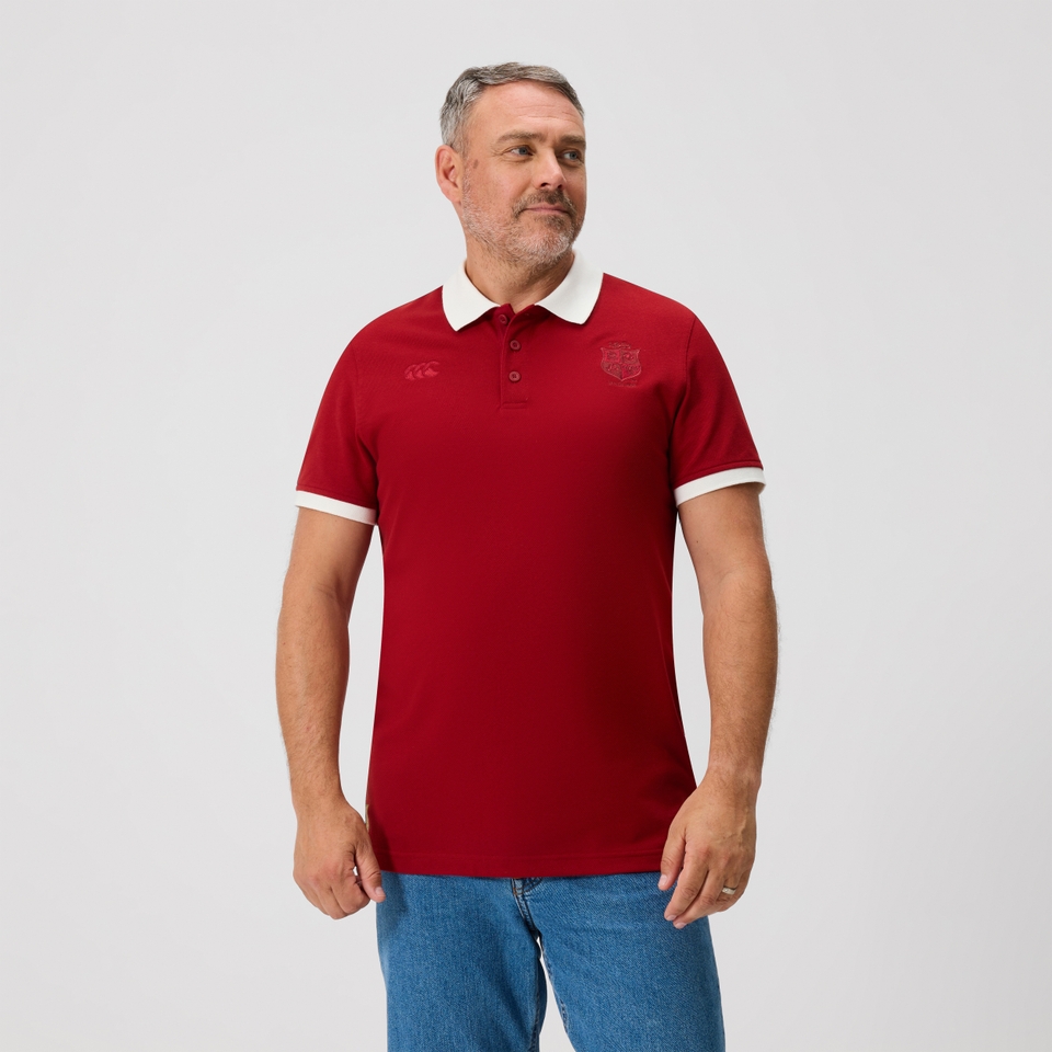 MENS BRITISH & IRISH LIONS THE CLASSICS SHORT SLEEVE POLO SHIRT RED