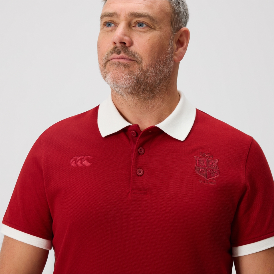 MENS BRITISH & IRISH LIONS THE CLASSICS SHORT SLEEVE POLO SHIRT RED