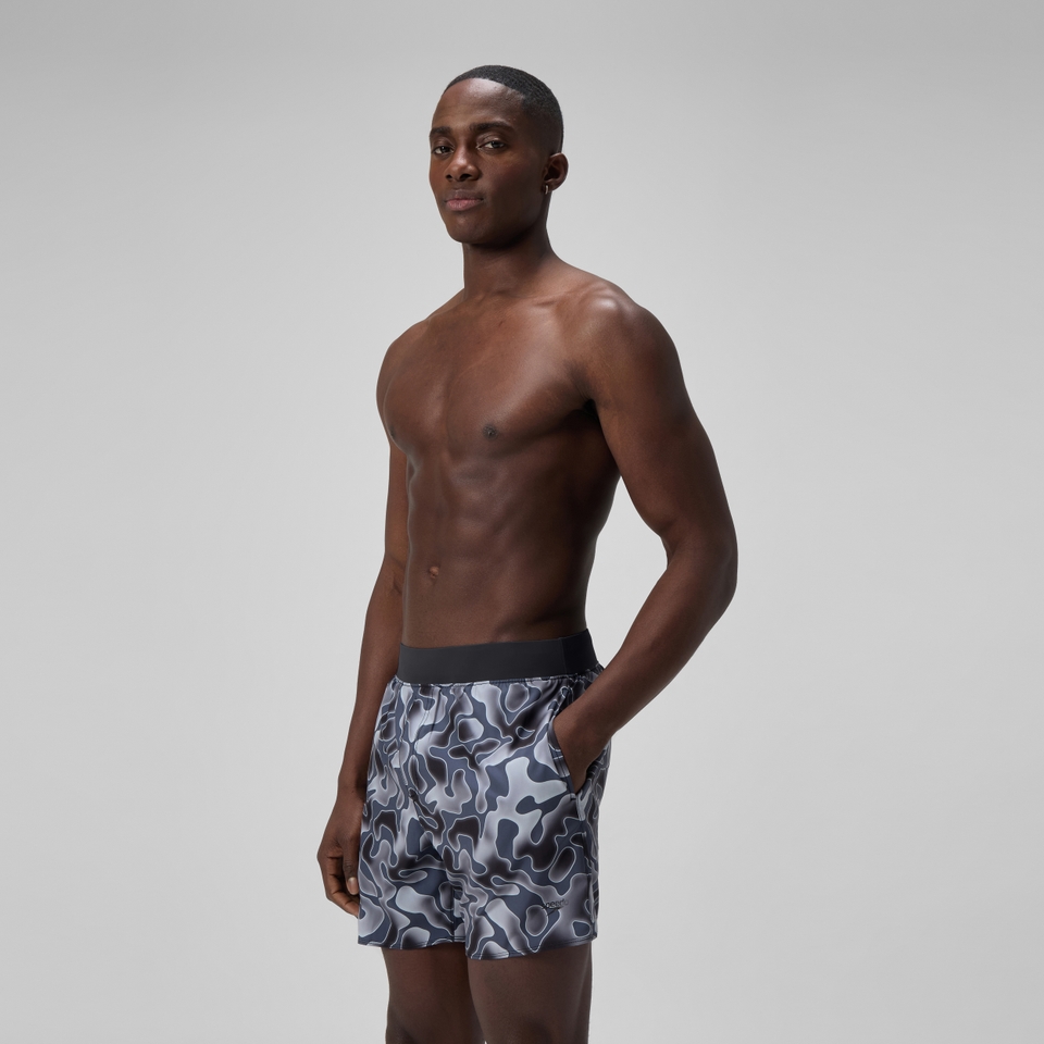 Herren Lookout Badeshorts 40 cm mit Print Grau