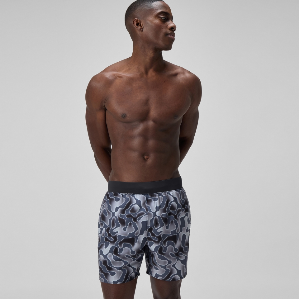 Herren Lookout Badeshorts 40 cm mit Print Grau
