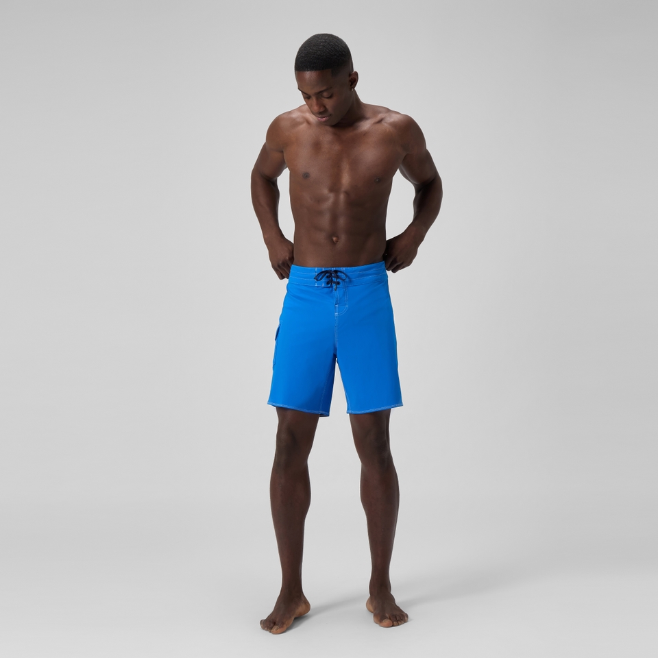 Short de bain long Homme Lookout 45 cm uni bleu