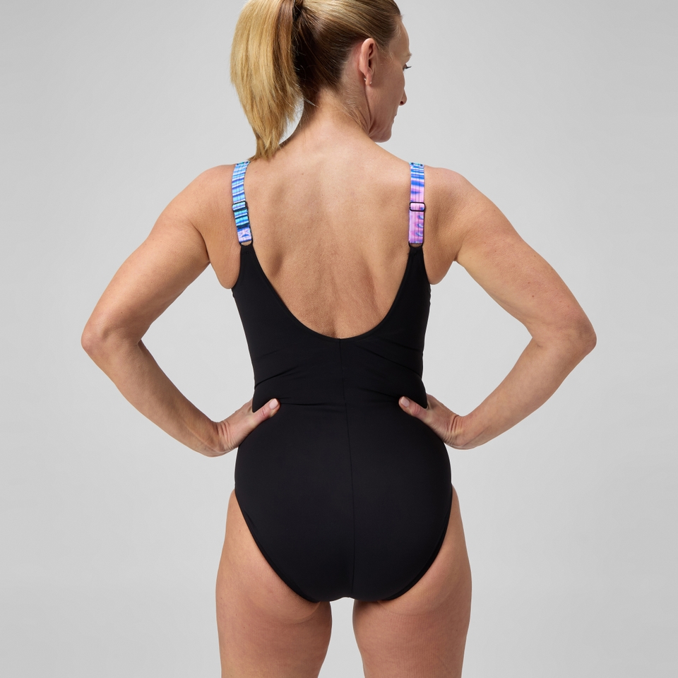 Damen LunaElustre Shaping-Badeanzug mit Print Marineblau/Violett