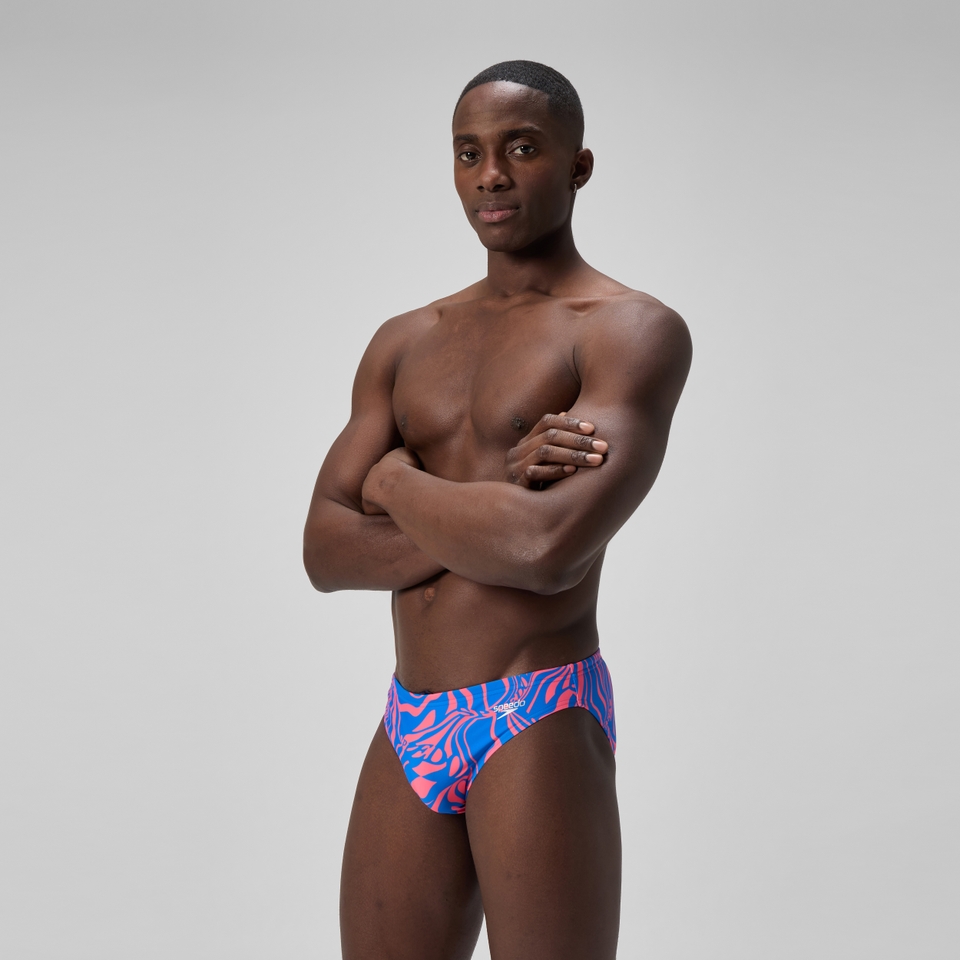 Men's Printed 5cm Brief Blue/Orange